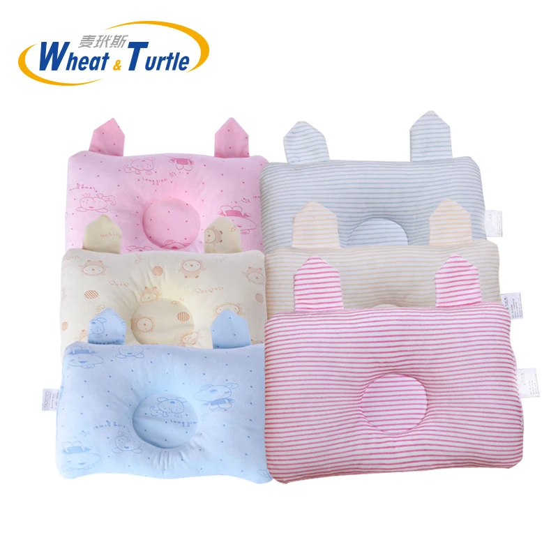 Mère enfants literie bébé oreillers doux coton Rectangle antiapnée bébé tête shape Concave Adorable Anti-migraine oreillers