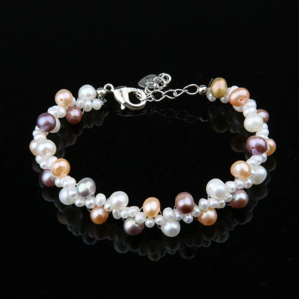 Натуральный пресноводный жемчуг браслет для женщин Мода Регулируемый браслет на запястье обёрточная бумага бисер браслеты ювелирные изделия 19 см