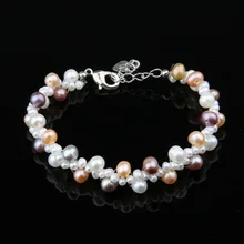 Натуральный пресноводный жемчуг браслет для женщин Мода Регулируемый браслет на запястье обёрточная бумага бисер браслеты ювелирные изделия 19 см