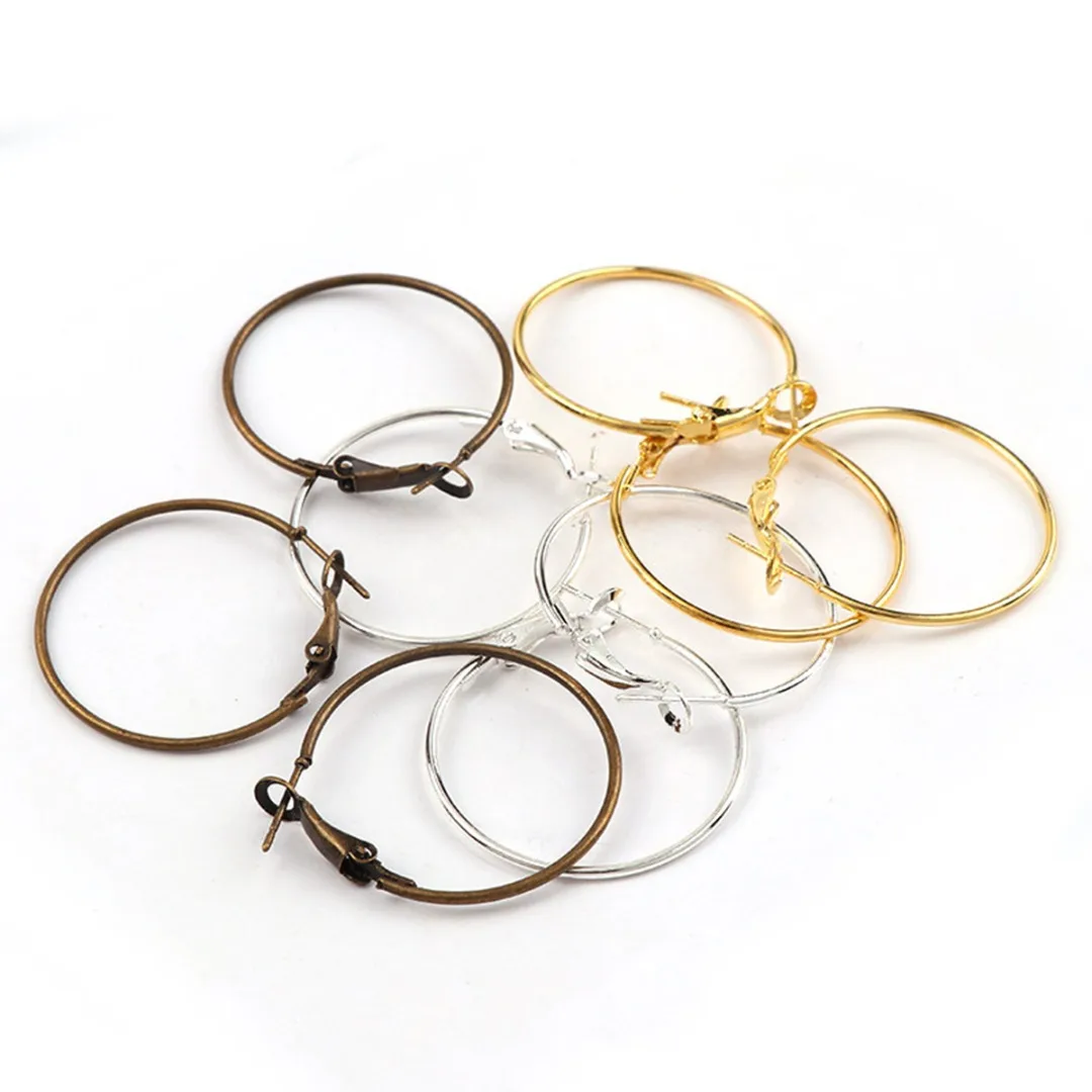 

10pcs/lot 30mm DIY Earring Making Accessories Silver/Gold/Bronze Circle Round Ear Hoop Loop Jewelry Findings Making Supplies