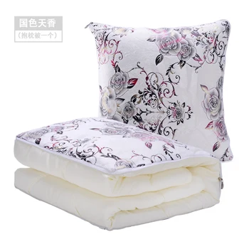 

Pillow Blanket Quilt 2 In 1 Cotton Warm Flower Folding Patchwork Quilt Blanket Printed Home Office Chair Car Nap Sleeping Pillow