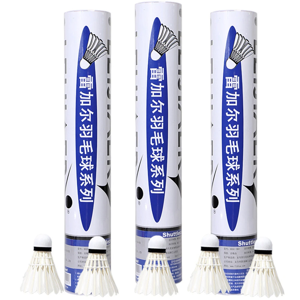 12 Pcs/set Badminton, Duck Feather Shuttlecock, Fiber Ball Head, Suitable for Family Entertainment, Primary Exercise Training