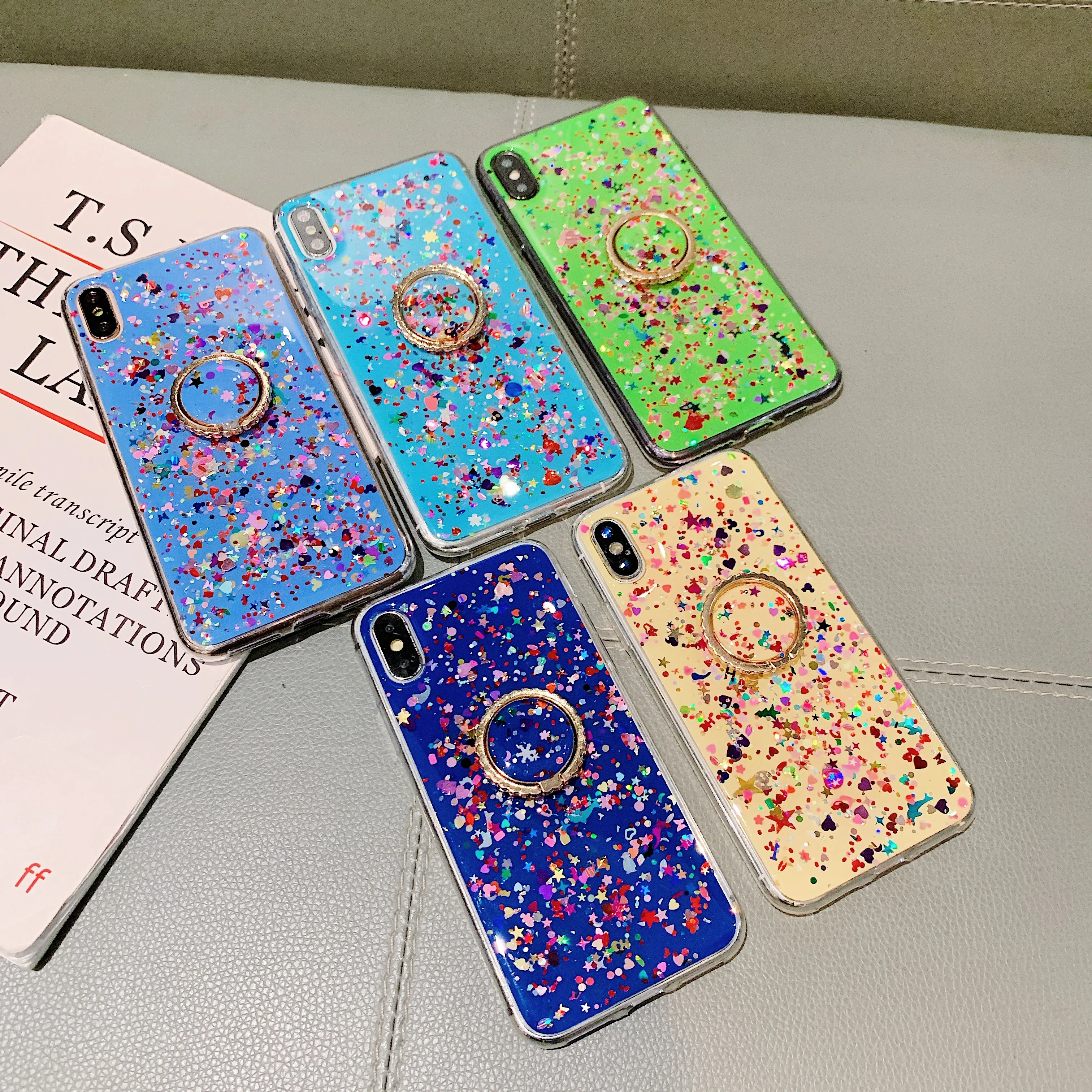 Сияющий с сияющими блестками и пайетками чехол для samsung Galaxy J4 Plus J6Plus J415F Крышка для samsung A7 A9 S10 S9 Note 9 A50 A30 A6