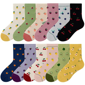 

Autumn Winter Candy Color Creative Women Socks Fruits Vegetables Cartoon Fashion Socks College Style Harajuku Tide Sox