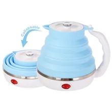 Электрический чайник для путешествий Складной пищевой силиконовый чайник для воды с двойным напряжением, Разъемный шнур питания-110 В~ 220 В(600 мл) d
