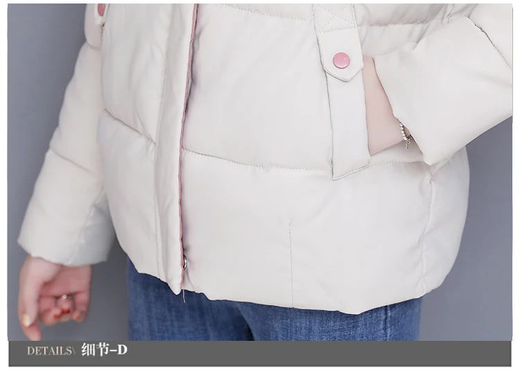 Fashion Short Winter Jacket Women Slim Female Coat Thicken Parka Cotton Hooded Fur Collar candy-colored Ladies Jacket