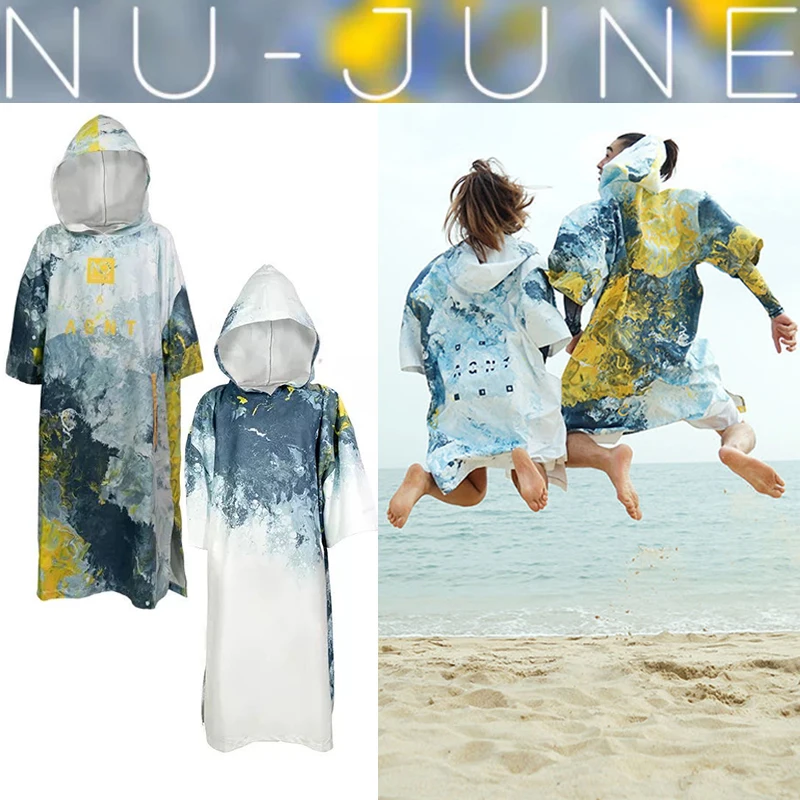 

Nu-June Beach Hooded Changing Robe Swimming Towels Quick Dry Sunscreen Outdoor Adult Bath Towel Poncho Microfiber Surf Swimsuit