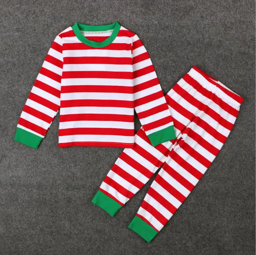 Рождественский детский костюм на весну и осень для мальчиков и девочек одежда для отдыха комплект из двух предметов с полосатым воротником, детская одежда - Цвет: 2