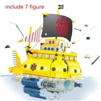 

ONE PIECE Trafalgar-law's Submarine Dive Pirate Ship Building Blocks Kit Bricks Classic Movie Model Kids Toys For Children Gift