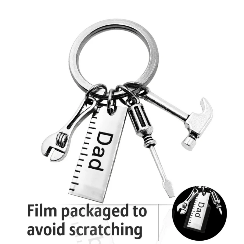 

New Dad Letters Keychains Hammer Screwdriver DIY Stainless Steel Keychain Father's Day Gifts