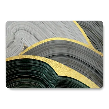 

Green Golden Line Pattern Laptop Case For Apple MacBook Retina Air 11 12 13.3 New Pro 15.4 16 inch Cover shell