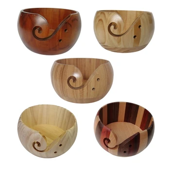 

Wooden Yarn Bowl Hand Made With Bamboo For Knitting And Crochet For Handmade Knitting Supplies Storage