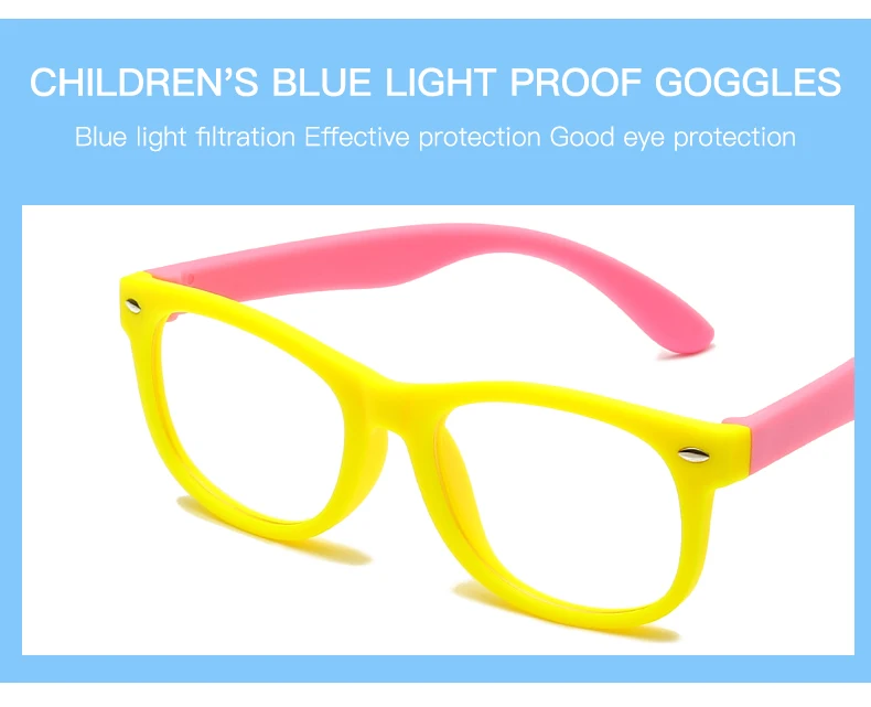HOOLDW New Anti blue Light Kids Glasses Boys Girls Optical Frame Computer Transparent Glasses Children Silicone Soft Eyeglasses