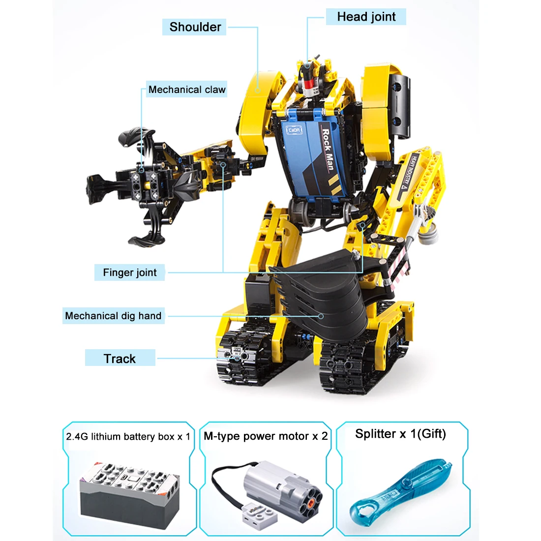 CadA 930PCS 2 4G RC Deformation Robot Excavator Assembly Building Block Construction Toys 4