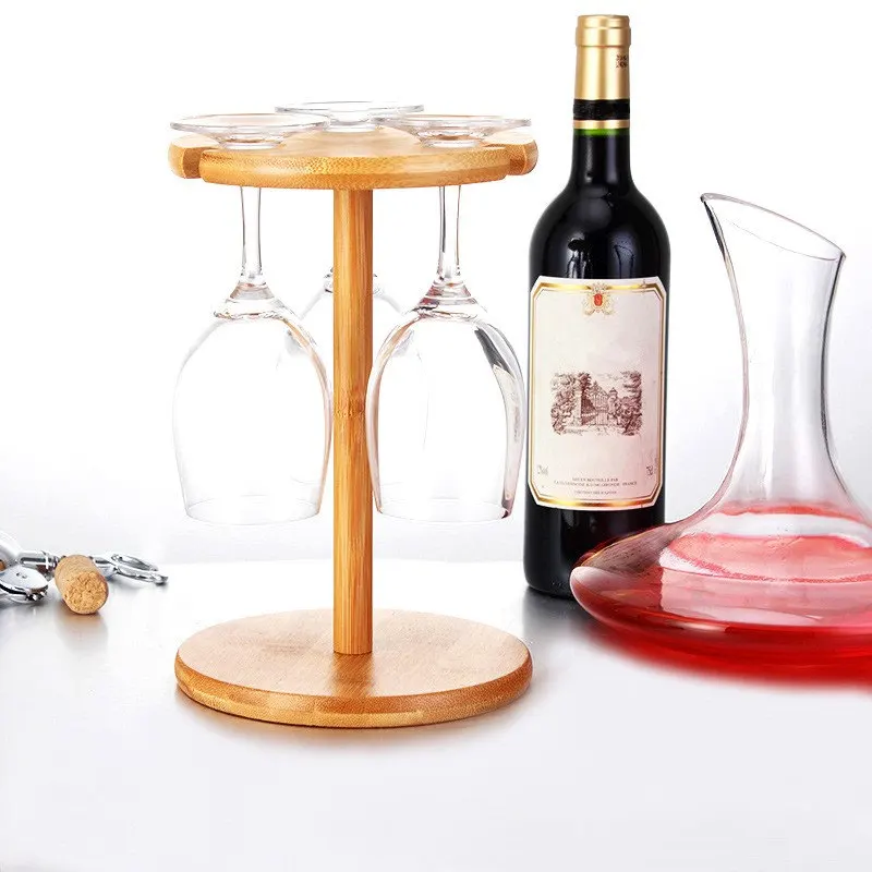 Винный стеклянный Сушильный Стеллаж бамбуковая полка держатель для показа бутылок офисные товары для дома, кухни