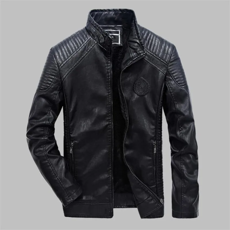 Поп Плюс Размер 6XL PU искусственной VogueMan куртки Мужская кожаная куртка пальто Зимняя теплая бархатная Мужская куртка Верхняя одежда для мотоциклистов