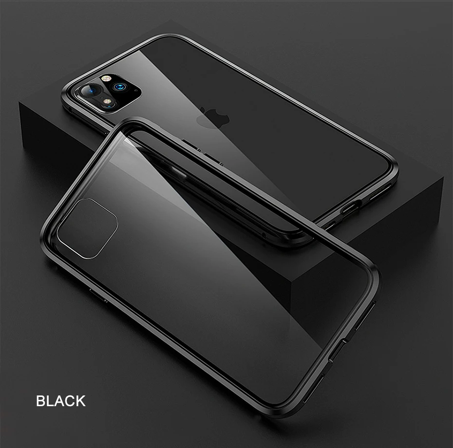 Iphone11 11 pro Чехол двухсторонний стеклянный металлический чехол для телефона для Iphone11 pro max чехол 360 Полный металлический стеклянный чехол для телефона