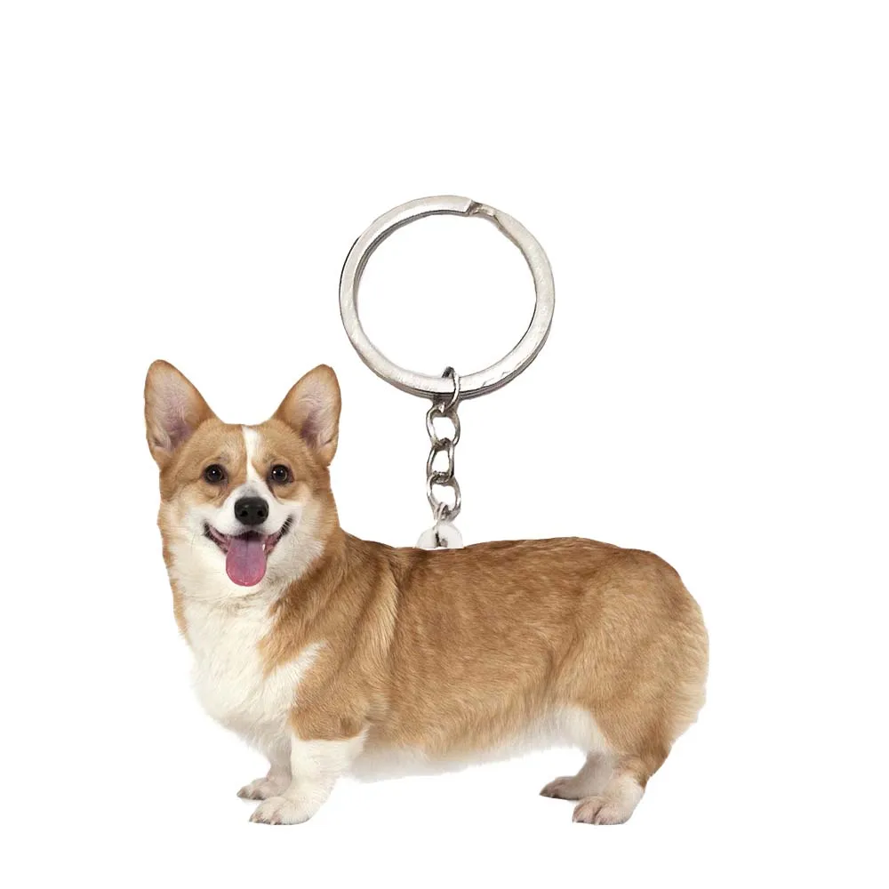 Брелок для ключей Corgi с собакой акриловый из нержавеющей стали подарок мужчин и