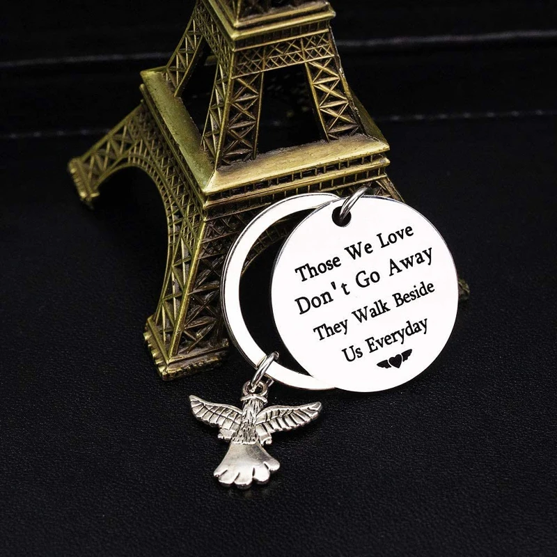 Kivosliviz Memorial Gifts Keychain for Loss of Loved One Those We Love Don't Go Away They Walk Beside Us Everyday Remembrance Gifts for Father Mother Grandpa Grandma 