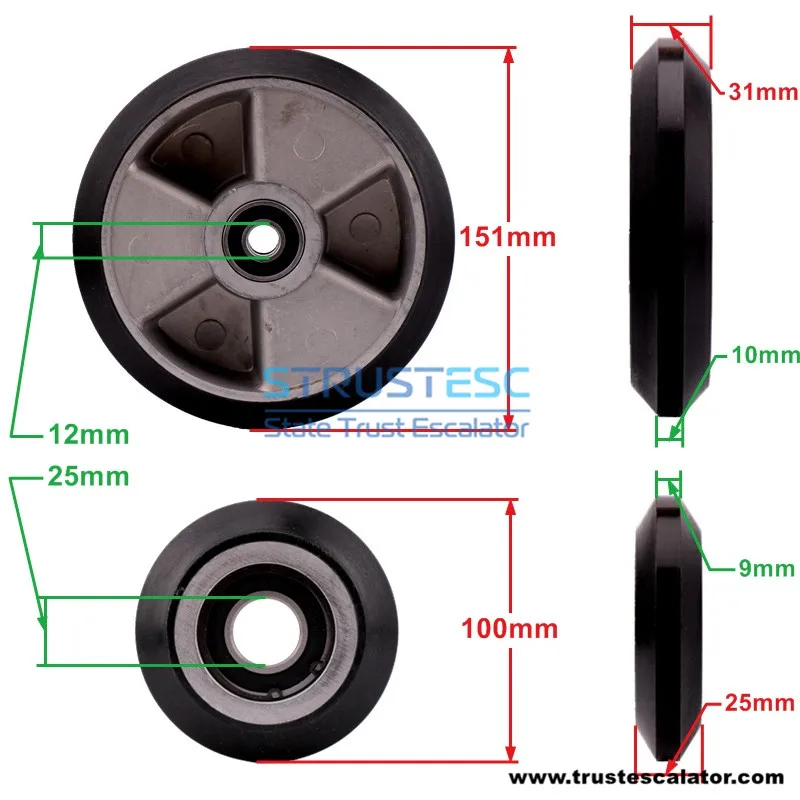 Elevator High Speed Guide Shoe Roller 100*25*6205 150*30*6201 Use for R3 Guide Shoe 100x25x6205 150x30x6201