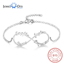 925 пробы Серебряные Персонализированные бесконечные имя браслеты для женщин 4 названия регулируемые браслеты и браслеты(JewelOra BA102551