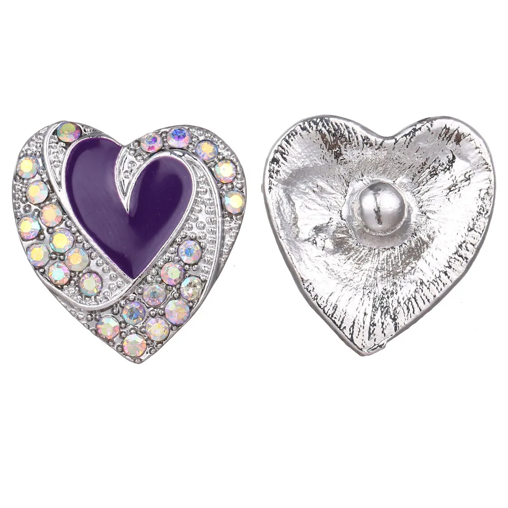 10 шт./партия, новое Серебряное украшение с защелкой 18 мм, полное сердце из горного хрусталя, 18 мм, ювелирный браслет с застежкой из розового золота