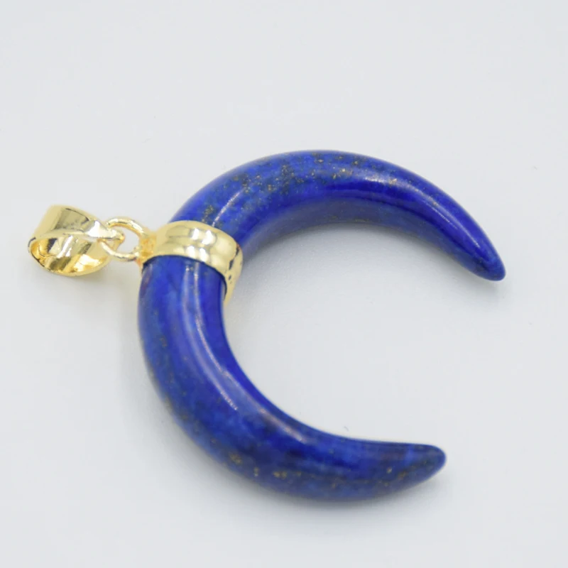 Natural Stone Crystal Crescent Moon Pendants Necklaces Tiger Eye Pink Quartzs Gold Color Reiki Healing Women Men Charm Jewelry - Image 6