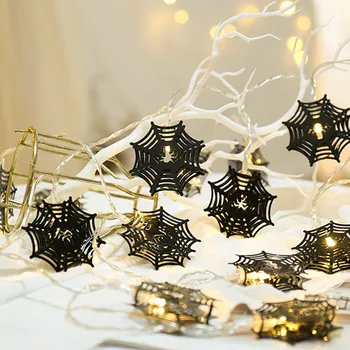 

3.94ft 20 LED Battery Operated Bat Spider Led Web Cobweb Ornament String Festival Lights for Home Halloween Party Decorations