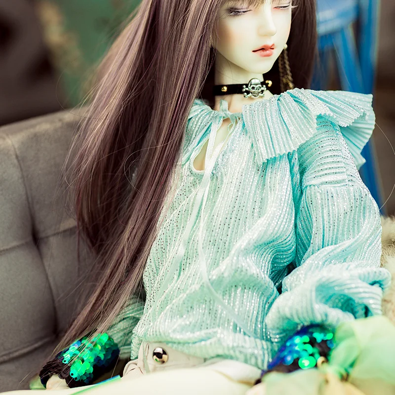 1 шт. Bjd Кукла Одежда сверкающая гофрированная рубашка на шнуровке Топ for1/3 1/4 msd17 дядюшка розовый/зеленый/синий куклы аксессуары