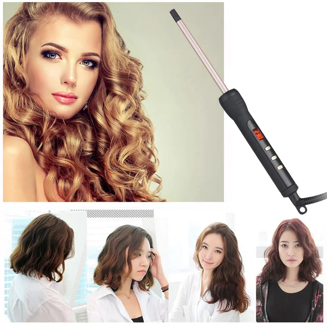 9mm LCD Curling Iron Ceramic Curling Wand Thin Ceramic Curling Wand Roller Beauty Salon Hair Curler Styling Tools 3