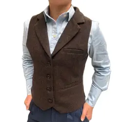 Terno feminino colete de lã de espinha de peixe negócio fino ajuste trabalho wear colete