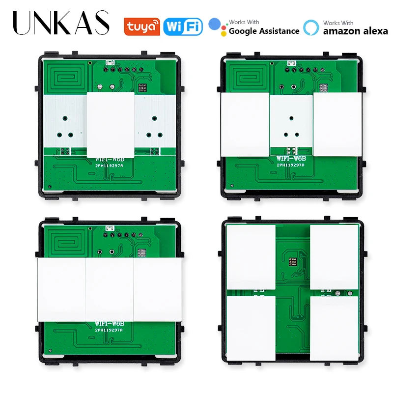 

UNKAS DIY 1 2 3 4 Gang Only WiFi Touch Function Keys Free Combination Single Fire Switch Neutral Wire And Live Fire Line Outlet
