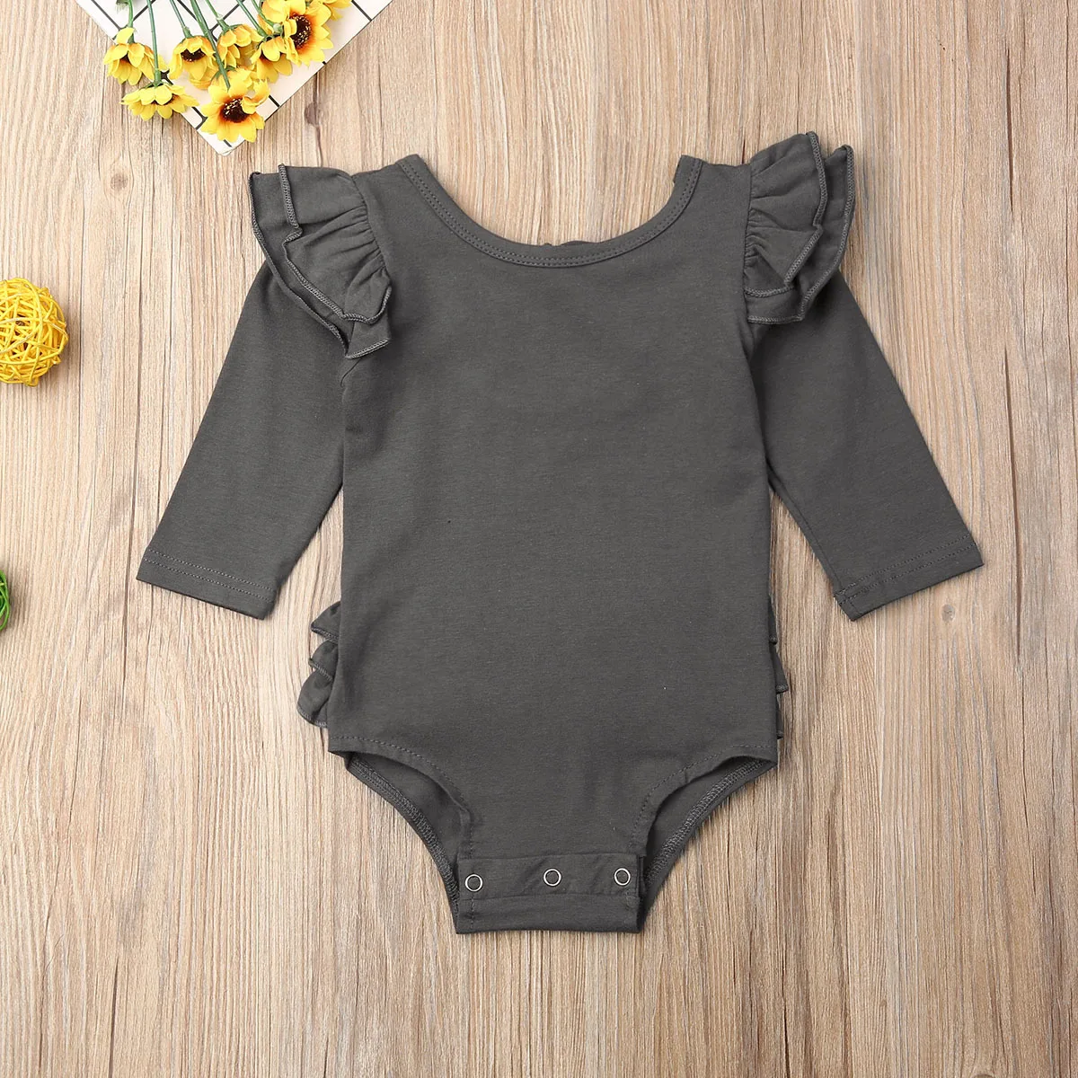 PUDCOCO Newborn Baby Girl Long Sleeve Ruffle Romper Jumpsuit Overall Clothes Set 0-18M Support wholesale