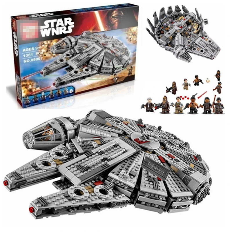 

1381Pcs Star Wars Series The Force Awakens Millennium Falcon Spaceship Battleship lepine Starwar Building Block Toy For Children