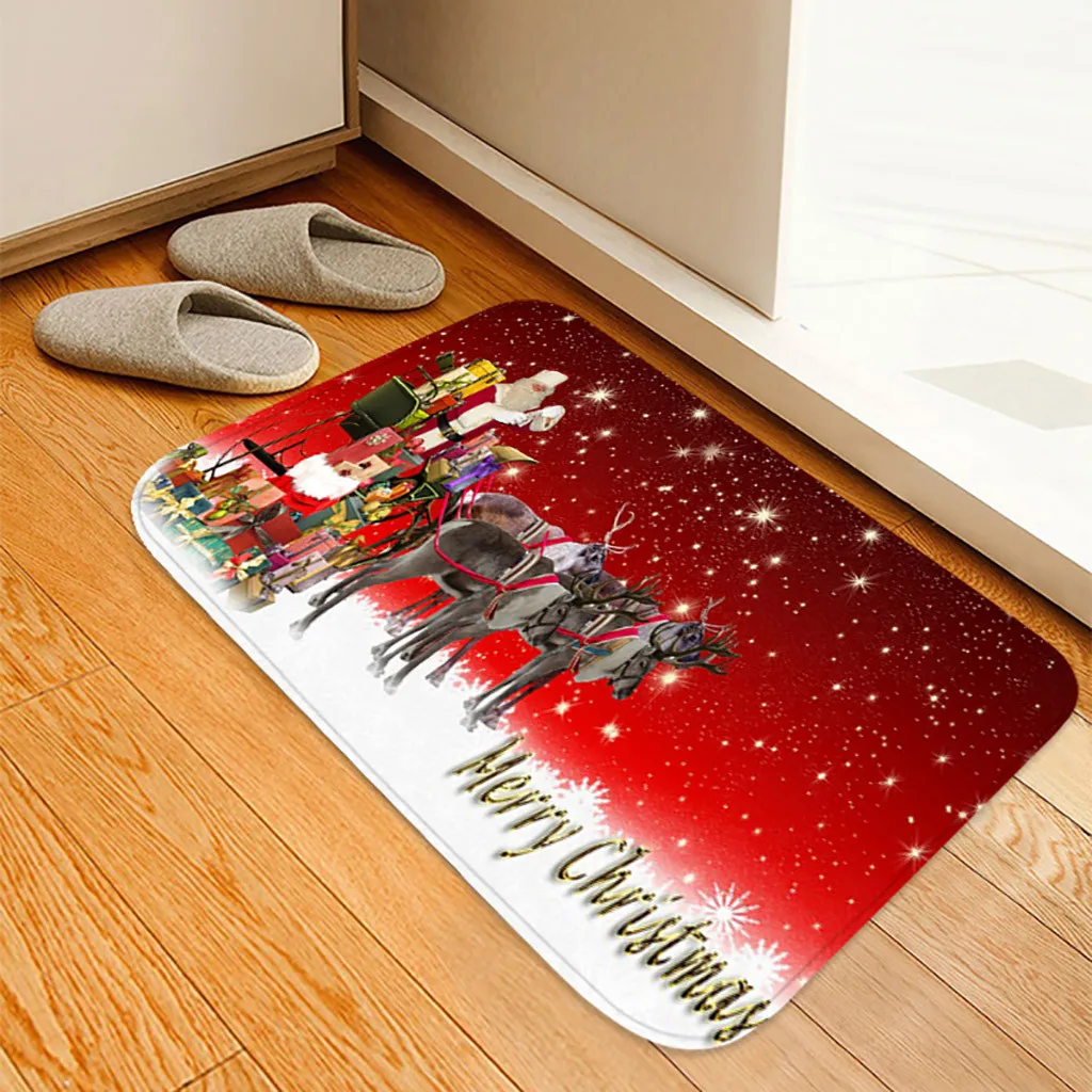 Christmas Door Mat Xmas Cartoon Printed Carpet Kitchen Doorway