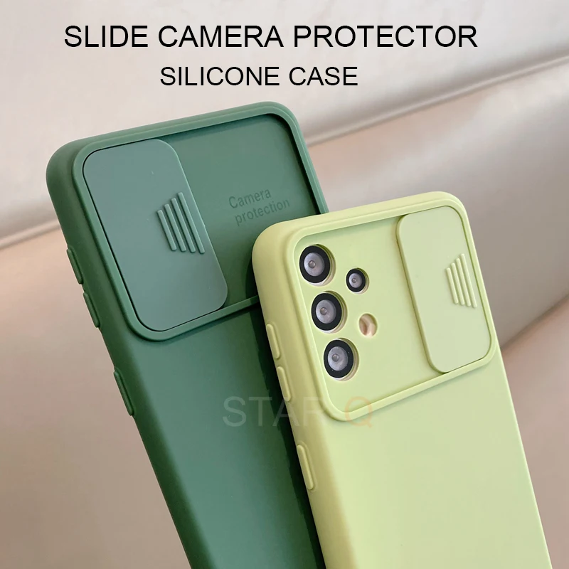 Coque Coulissante d'Objectif Photo, de Protection en Silicone Liquide pour Appareil de Téléphone Samsung Galaxy, A72, A52, A32, 4G, 5G, A51, A71,...
