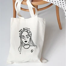 Крутая Женская тканевая Холщовая Сумка для путешествий, Женская эко многоразовая сумка через плечо, сумки для покупок с мультипликационным персонажем, графическим рисунком