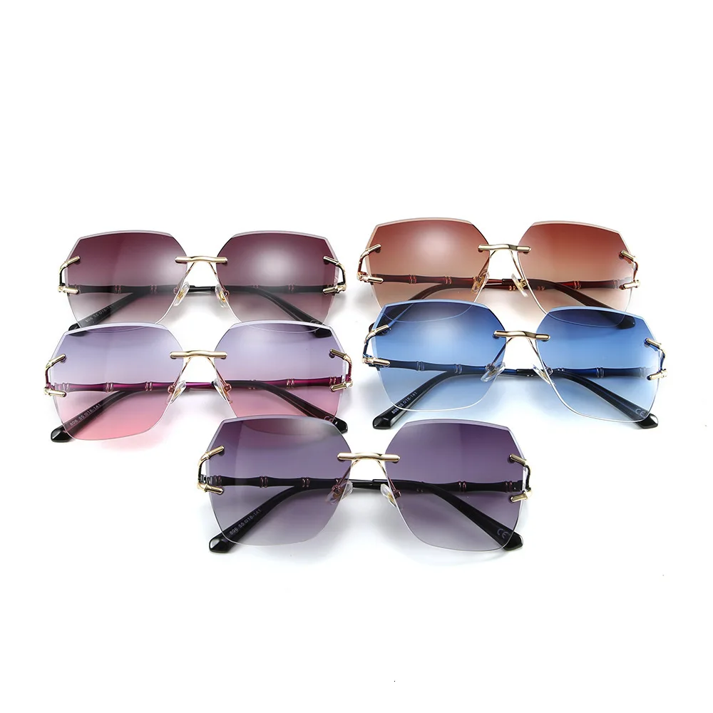 DENISA, градиентные солнцезащитные очки для девушек, модные очки, дизайн ноги, без оправы, женские солнцезащитные очки,, Uv400, синие оттенки для женщин, G99806