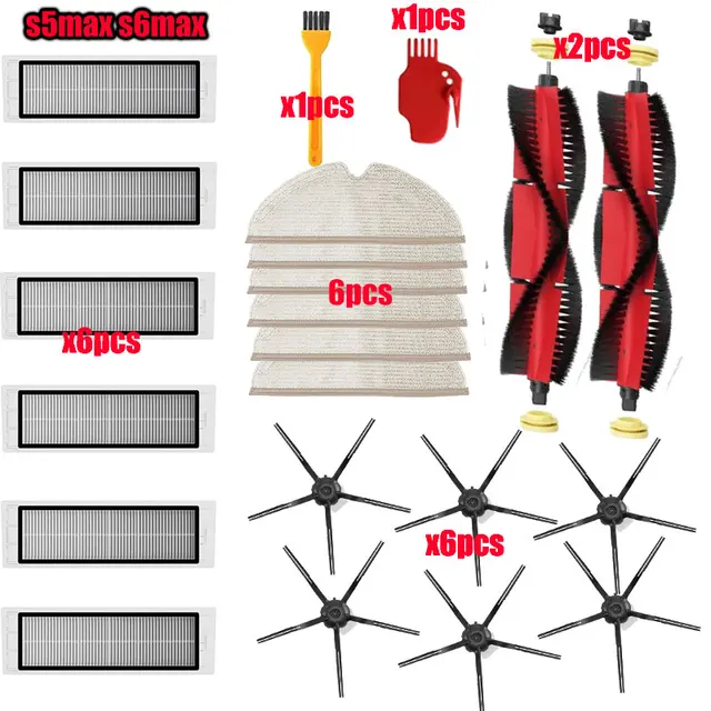 For Xiaomi Roborock S5 Max S6 S50 S51 S55 Vacuum Cleaner Part Accessories HEPA Filter + Side Brush + Main Brush + Mop Cloths I