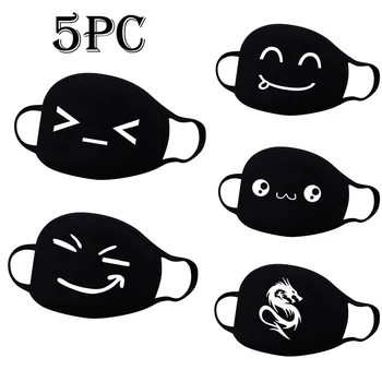 

5pcs Facemask Maske Print Dustproof Windproof Anti-spitting Protective Face Masks Washable And Reusable Cotton Masks Femme