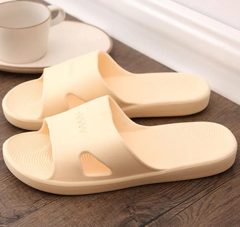 Beige Yellow Новинка; домашние тапочки; мужские домашние сандалии для купания на нескользящей мягкой подошве; Домашние Банные Тапочки - Цвет: Beige Yellow
