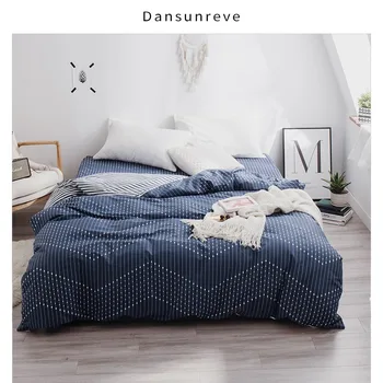 

Dansunreve Simple Stripe Patterns Duvet Cover Dark Blue Adult Children Cotton bedding duvet cover Queen King Size 2020