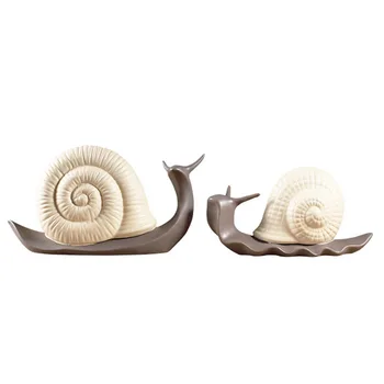 

Nordic Creative Ceramic Snail Figurine Miniature Model Modern Art Figurine Ornament Home Decoration Accessories Room Decor