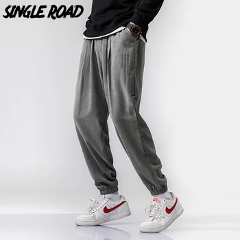 

SingleRoad Men's Harem Pants Joggers Men 2020 New Hip Hop Loose Fit Japanese Streetwear Peach Skin Velvet Trousers Joggers Male