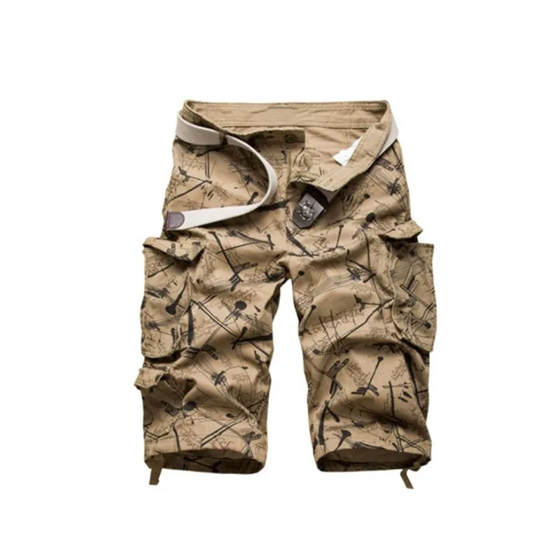 

New Style Men's Straight-Cut Bib Overall Capri Pants Large Size Printed Casual Versatile Outdoor Men'S Wear