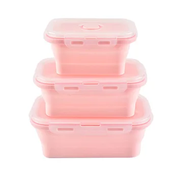 

3pcs Collapsible Silicone Lunch Box Food Fruit Storage Container Safe Kitchen Microwave Lunchbox JS23