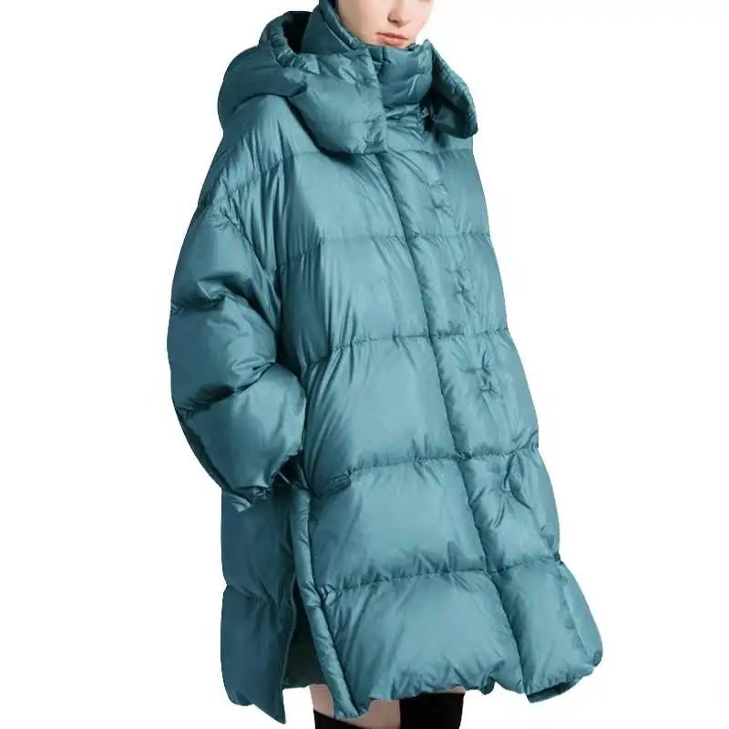 

2019 New Winter Women Casual White Duck Down Jacket Female Hooded Loose Down Coats Ladies Warm Thicken Outerwear Parkas Top C173