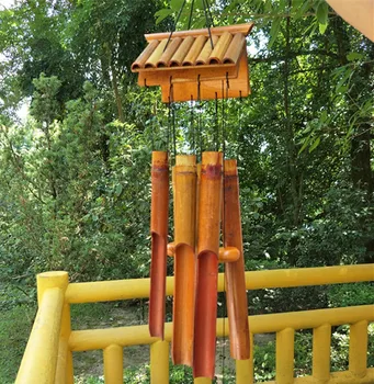 

home accessories Teahouse is hanged The new garden Handmade bamboo slips Windbell bamboo craft gift Bamboo wind chimes