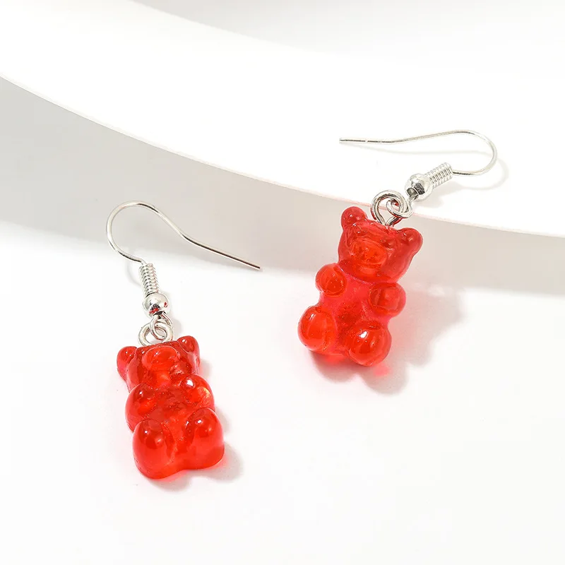 

1 Pair Creative Cute Mini Gummy Bear Earrings Candy Minimalist Drop Cartoon Design Women Ear Hooks Dangle Jewelry Gifts