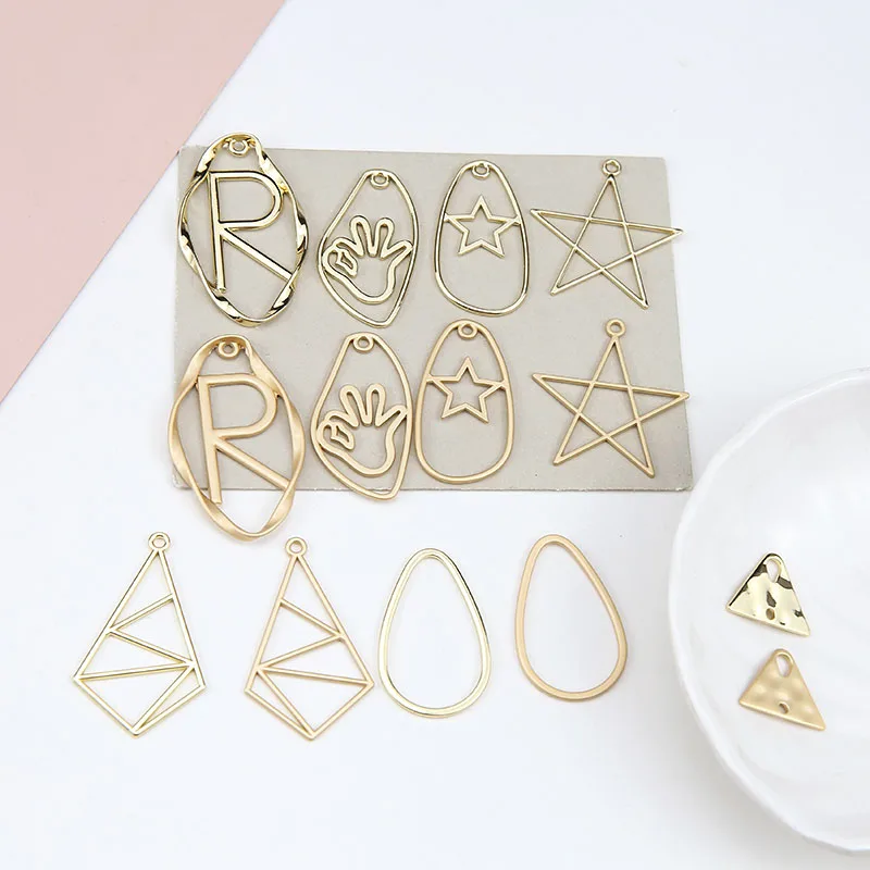 

6 pcs 2019 korean fashion irregular hollow star alloy pendant geometric earrings for women material diy jewelry accessories